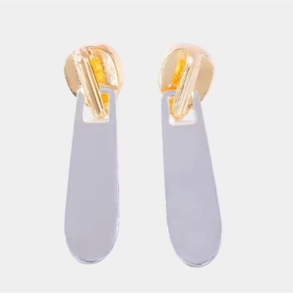 New ZARA Two tone zipper earrings silver and gold - Picture 2 of 9